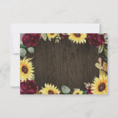 Cartons Réponse Tournesol à thème et Mariage de rose rouge bordeau (Dos)