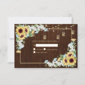 Cartons Réponse Tournesol en bois rustique Dusty Blue Floral (Dos)