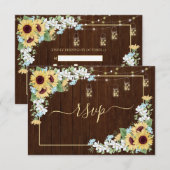 Cartons Réponse Tournesol en bois rustique Dusty Blue Floral (Devant / Derrière)