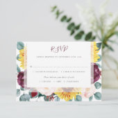 Cartons Réponse Tournesol Eucalyptus Bourgogne Blush FlorMariage (Debout devant)