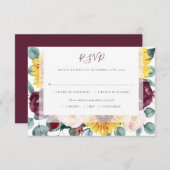 Cartons Réponse Tournesol Eucalyptus Bourgogne Blush FlorMariage (Devant / Derrière)