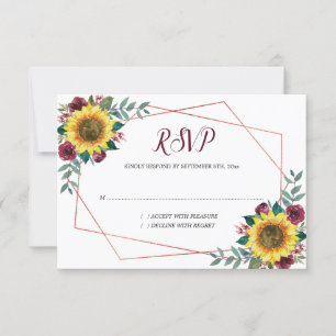 Cartons Réponse Tournesol Floral Aquarelle Mariage Rose géométriqu