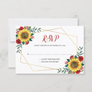 Cartons Réponse Tournesol Rouge Floral Aquarelle Mariage géométriq
