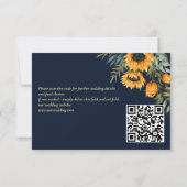 Cartons Réponse tournesol rustique bleu marine mariage de automne (Dos)