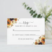 Cartons Réponse Tournesol Rustique Bourgogne Rose moderne Mariage  (Debout devant)