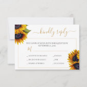 Cartons Réponse Tournesol rustique élégant mariage moderne chic (Devant)