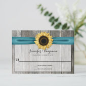 Cartons Réponse Tournesol rustique Grange Bois Turquoise Ruban RSV (Debout devant)