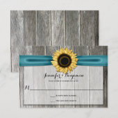 Cartons Réponse Tournesol rustique Grange Bois Turquoise Ruban RSV (Devant / Derrière)