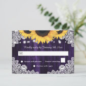 Cartons Réponse Tournesol rustique Mariage violet (Debout devant)