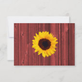 Cartons Réponse Tournesol rustique Rouge Grange de bois Mariage RS (Dos)