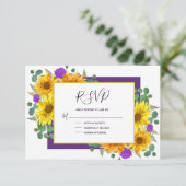 Cartons Réponse Tournesol Rustique violet Mariage campagnard Rose (Debout devant)