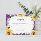 Cartons Réponse Tournesol violet Mariage de la frontière florale (Debout devant)