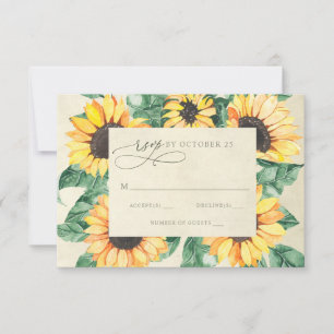 Cartons Réponse Tournesols aquarelle jardin floral mariage