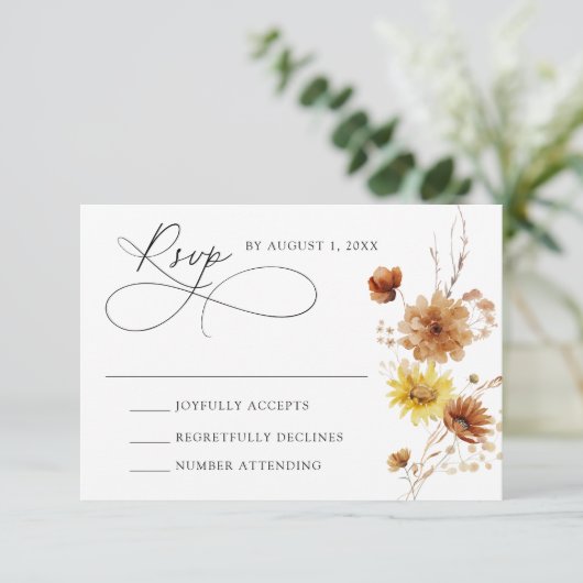 Cartons Réponse Tournesols d'automne rustique et Mariage Fleur sau (Debout devant)