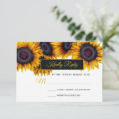 Cartons Réponse Tournesols en fleurs | Mariage moderne Navy Or (Debout devant)