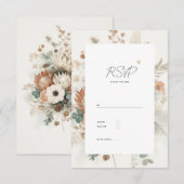 Cartons Réponse Trendy Terracotta Flowers Elegant Wedding (Devant / Derrière)