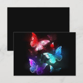 Cartons Réponse Trois papillons brillants sur l'arrière - plan de (Devant / Derrière)