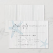 Cartons Réponse Tropical Beach Starfish Rustic Blue Meal Choice (Devant / Derrière)