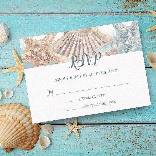 Cartons Réponse Tropical Beach Starfish Seashell Mariage
