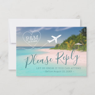 Cartons Réponse Tropical Beach Wedding Heart Airplane Destination