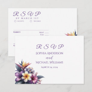 Cartons Réponse Tropical Floral-RSVP-Mariage-Carte Postale