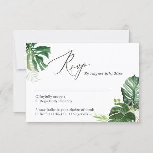 Cartons Réponse Tropical Palm Feuille Été Mariage de verdure