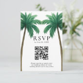 Cartons Réponse Tropical Palm Trees Minimal Beach Wedding QR Code (Debout devant)