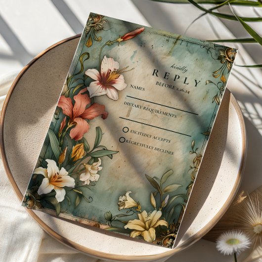 Cartons Réponse Tropical Vintage Garden Wedding