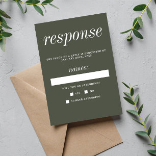 Cartons Réponse True Simplicité 2 Camo Green Minimalist Mariage