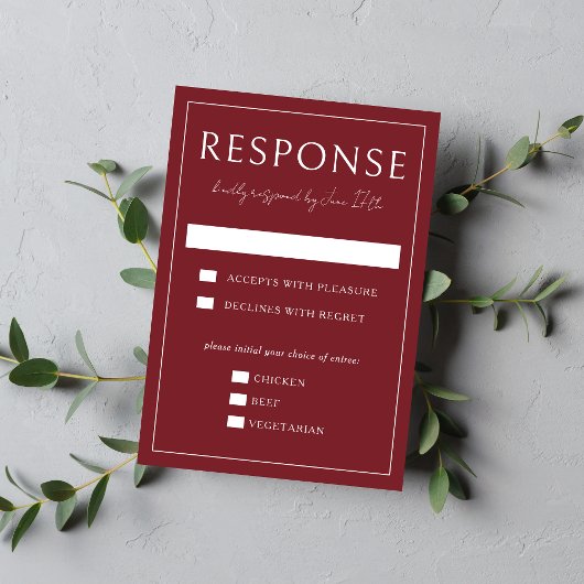 Cartons Réponse True Simplicity 4 | Burgundy | Wedding