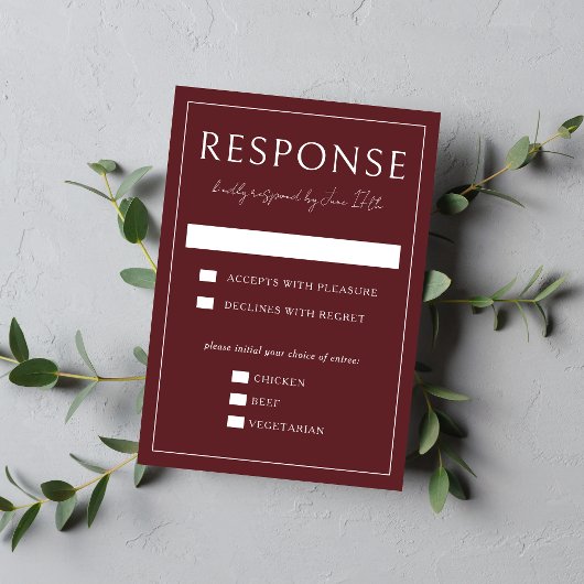 Cartons Réponse True Simplicity 4 | Dark Burgundy | Wedding