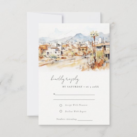 Cartons Réponse Tucson Arizona Watercolor Landscape Wedding (Devant)