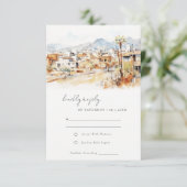 Cartons Réponse Tucson Arizona Watercolor Landscape Wedding (Debout devant)