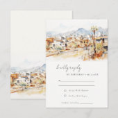 Cartons Réponse Tucson Arizona Watercolor Landscape Wedding (Devant / Derrière)