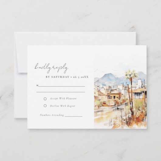 Cartons Réponse Tucson Arizona Watercolor Landscape Wedding (Devant)