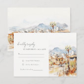 Cartons Réponse Tucson Arizona Watercolor Landscape Wedding (Devant / Derrière)