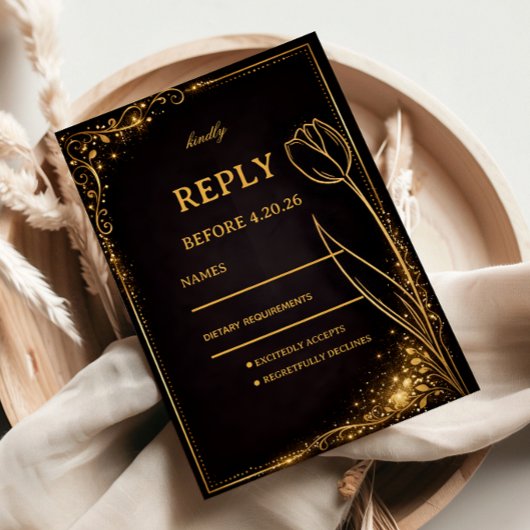 Cartons Réponse Tulipe dorée Luxe Étincelle