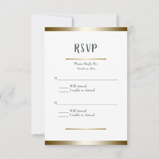 Cartons Réponse Tulipes Blanches Avec Or, Mariage (Dos)