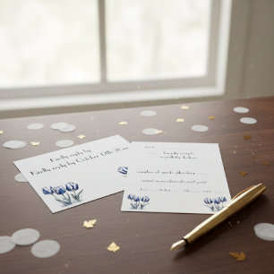 Cartons Réponse Tulipes en bleu de Delft personnalisables