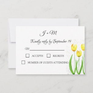 Cartons Réponse Tulipes Jaunes Fleurs florales Mariage de printemp