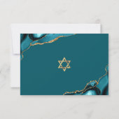Cartons Réponse Turquoise Bar Mitzvah Agate Script Gras Moderne (Dos)