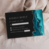 Cartons Réponse Turquoise bleu argenté Agate Mariage foncé