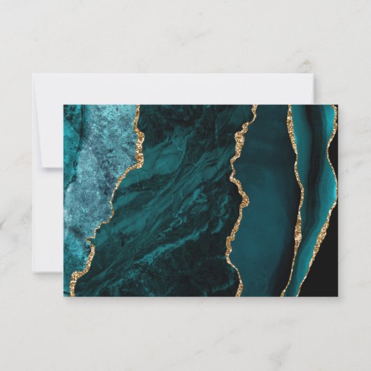 Cartons Réponse Turquoise Blue Agate Gold Calligraphy Script Maria (Dos)