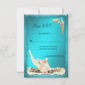 Cartons Réponse Turquoise Blue Aqua Turquoise Seashell Wedding RSV (Devant)