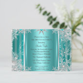 Cartons Réponse Turquoise Blue Winter Wonderland Snowflake Silver  (Debout devant)
