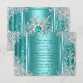 Cartons Réponse Turquoise Blue Winter Wonderland Snowflake Silver  (Devant / Derrière)