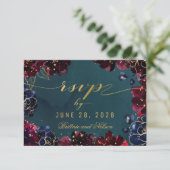Cartons Réponse Turquoise Bordeaux Sapphire Bijou Tone Mariage Ret (Debout devant)