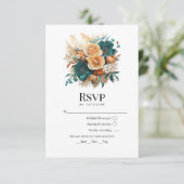 Cartons Réponse Turquoise, Burning Orange & Champagne Mariage Flor (Debout devant)