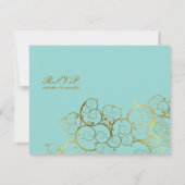 Cartons Réponse Turquoise & Classy Golden Spirals Mariage élégant (Dos)