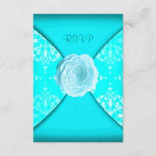 Cartons Réponse Turquoise Damask Rose Turquoise Bleu Toutes les oc